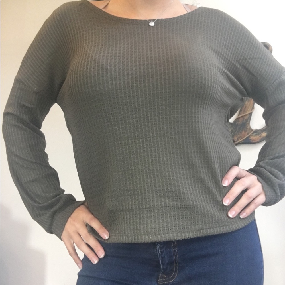 Olive Waffle Top 🍂 - Picture 4 of 7